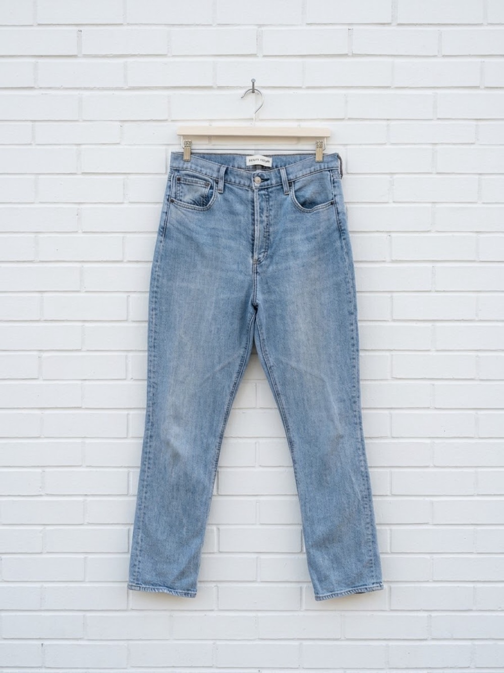 Denim Forum The Arlo High Rise Straight Jeans Light Blue Wash 32/30L